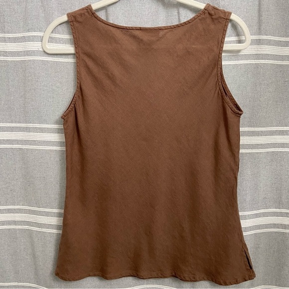 J Jill / Brown Linen Sleeveless Tank Top Size S Petite - Picture 2 of 9